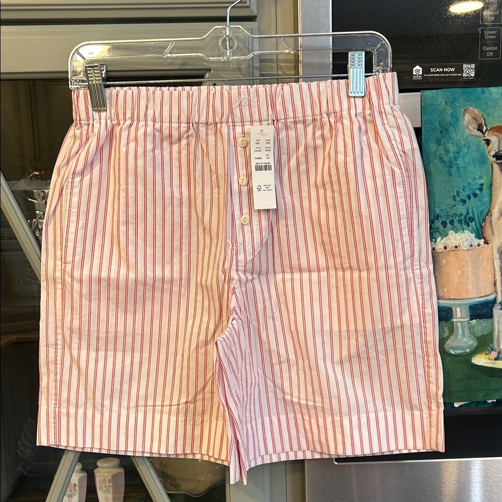 J. Crew Women's Red Striped Cotton Boxer Shorts NWT XS